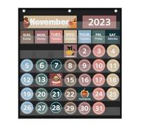 Monthly Calendar Pocket Chart for the Classroom with 88 Cards, Printed Days of the Week, Learning for School, Essential Material for Teachers to Fit Any School Facility (Black)