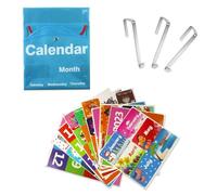 Monthly Calendar Pocket Chart - set of Calendaar, Educational Pocket Chart Display, Learning Board with Cards | Homeschool Preschool Study Tools, Interactive Teaching Calendar for Students Teachers