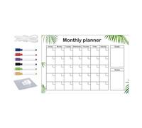 Monthly Calendar Whiteboard,Acrylic Erasable Boards with 6 Pens and -Adhesive Hook | Students Necessities for Plan, Mood, Tasks, Reminder, Thoughts, Suggestion