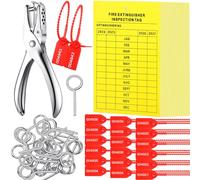 Monthly Fire Extinguisher Inspection Tags Set Including 4 Years Maintenance Tags Plastic Tamper Seals Fire Extinguisher Pull Pins Numbered Security Tags with Handheld Hole Puncher (76)