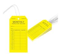 Monthly Inspection Tags (100-Pack), PVC-Plastic Tear & Water Resistant,Safety Tags with with Wires Attached,Inspection Record Tag for Scaffolds, Ladders, Fire Extinguisher, Inventory, Machinery