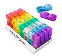 Monthly Pill Box Organiser 2 Times A Day Am Pm Box with 32 Compartments 31 Day Pill Organizer for Pills Medication Tablets