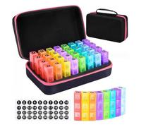 Monthly Pill Box Organiser 3 Times a Day with Portable Travel Case,One Month Medicine Storage Box,31 Day Tablet Organizer Pill Case for Travel for Vitamin Fish Oil Supplement Container (red)