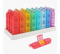 Monthly Pill Box Organiser, 31 Day Medicine Box, Pill Dispenser 3 Times a Day with Small Compartments 4 Week Vitamin Container for Vitamins Fish Oil