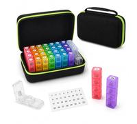 Monthly Pill Box Organiser 4 Times a Day with Pill Cutter, 31 Day Capacity
