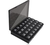 Monthly Pill Box Organiser, Happybase 28 Day Pill Box, Travel Tablet Organizer, 4 Weeks One Month Pill Cases with Dust-Proof Container for Vitamins, Cod Liver Oil, Supplements and Medication （Black