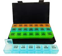 Monthly Pill Box Organiser, Pill Boxes 7 Day 1 Times a Day, Travel Pill Organiser with 28 Copartments, Pill Box for Medicine,Medication,Vitamin,Supplement and Fish Oil Supplements,Medication Organizer