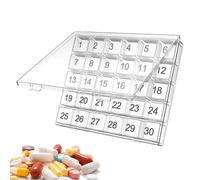 Monthly Pill Box - Storage Organizer with Safe Squeeze System, Durable Medicine Box for On The Go | Daily Boxes For Tablets, Vitamins, Capsules, Recipes, Home Office, Travel