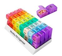 Monthly Pill Box, Travel Pill Box with 32 Compartments, Daily Pill Box Morning / Evening 32 Compartments for Every Day, Removable and Portable Medication Box