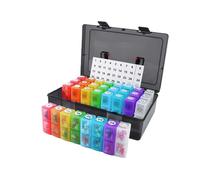 Monthly Pill Cases Travel Dispenser Storage Container Colorful Pill Dispenser Packing Container 32 Slot Pill Box Black