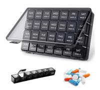 Monthly Pill Organiser, 28 Day Pill Box Organiser by Week, Large 4 Weeks One Month Pill Dispenser, Portable Dustproof Pill Case Container for Medicine/Vitamins/Fish Oils/Supplements