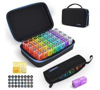 Monthly Pill Organizer 2 Times a Day, 30 Day Pill Organizer Box AM PM with Weekly Pill Bag,32 Daily Large Compartments,1 Month Pill Holder to Hold Vitamins, Medication and Supplements