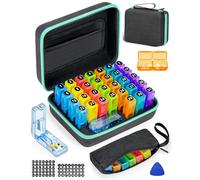 Monthly Pill Organizer 2 Times a Day, with Portable Hard Shell, Pill Cutter, 31-DayBox, Plastic Opening Pick, Monthly & Weekly Stickers, Convenient MedicationManagement