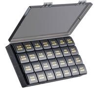 Monthly Pill Organizer, 28 Day Pill Box 1 Time a Day with Dust-Proof Case, Large 4 Weeks a Month Pill Case Container, Daily Vitamin Case Box for Pills/Medicine/Fish Oil/Supplements（Black）
