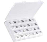 Monthly Pill Organizer, 28 Day Pill Box 1 Time a Day with Dust-Proof Case, Large 4 Weeks a Month Pill Case Container, Daily Vitamin Case Box for Pills/Medicine/Fish Oil/Supplements（White）