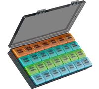 Monthly Pill Organizer, 28 Day Pill Box 1 Time a Day with Dust-Proof Case, Large 4 Weeks a Month Pill Case Container, Daily Vitamin Case Box for Pills/Medicine/Fish Oil/Supplements（Colorful）