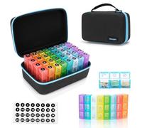 Monthly Pill Organizer 3 Times a Day with Portable Travel Case, Monthly Pill Box with 32 Daily compartments to Store Vitamins Supplements & Medications (Handy Monthly Pill Organizer, 3 Times a Day)
