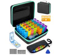 Monthly pill organizer 3 times a days , Friwole medicine organizer box with Portable Hard Shell and pill cutter , 31 day pill box with monthly and weekly stickers