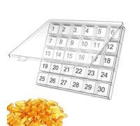Monthly Pill Organizer - 30 Day Storage Container Box, Large | Compartments Medicine Organizers Squeeze to Open for Pills Supplements Health Care Travel Case Monthlys Medication Plan