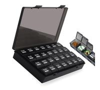 Monthly Pill Organizer, Chetexus 28 Days Pill Box Organized by Week,One Month 4 Weeks Pill Cases with Dust-Proof Container to Hold Vitamins,Supplements,Fish Oils for Travel(Black)