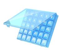 Monthly Pill Organizer Once a Day - 30 Day Pill Organizer Box - Squeeze to Open - Large Compartments Portable Case for Travel, Month Pill Cases Medicine Organizer for Vitamin (Blue)