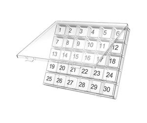 Monthly Pills Storage Case - Personal Medicine Organizer, PP 8.35x6.93x1.06in 255g | Spacious 3.2x3.0x2cm Grid Layout Easy Press Lid for Tablets Capsules Supplement Travel Household Dispenser Holder P