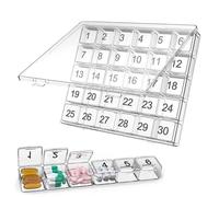 Monthly Pills Storage - Individual Compartments, Portable Travel Box, Easy-Open Design | Personal Health Organizer for Daily Supplements, Medication Schedule, Trips, Home Setup, Compact Tablet Holder,