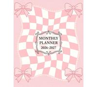 Monthly Planner 2026-2027: Coquette Bows ~ Pink Aesthetic Checkerboard Design - Calendar for Women, 24 Months 2026 - 2027 Large 8 x 10, 2 Year 26, 27 Agenda with To Do Lists, Contacts and Password Log