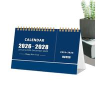 Monthly Planner 2026-2028 - Creative Blue Edition Desk Calendar With Holidays | 3 Year Schedule Memo Organizer | Home Office School Dorm Apartment Teacher Study
