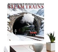 Monthly Planner 2026 - 8 Inch Steam Train | Paper Calendar Notebook - Planner with Steam Train Design for Scheduling Appointments Tasks Family or Office Organization at Home Study Room or Classroom