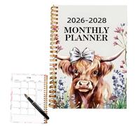 Monthly Planner for 2026 2028 | Portable Spiral Notebook 50 Pages