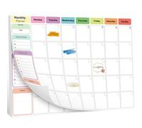 Monthly Planner Pad, A4 Monthly To Do List Notepad, 52 Tear Off Sheets Undated Calendar & Organizer, Meal Planning or Business Plans for Home School Office - 120gsm Thick Paper