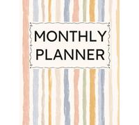 Monthly Planner: Undated Minimalist Layout for ADD Calendar Organization, Neurodivergent-Friendly Lexend Font, Productivity & Scheduling, Goal Setting, Vertical Pastel Stripes Cover Design