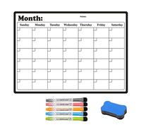 Monthly Planner Whiteboard, A3 Magnetic Fridge Calendar with 5 Magnetic Pens and 1 Magnetic Board Eraser, Reusable to Do List for Home Office