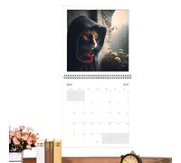 Monthly Wall Calendar - Monthly Calendar Wall-Mounted - Funny Cat Illustrations Planner Medieval Design for Adults Teens Kids Students Teachers Pet Lovers