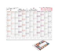 Monthly Wall Calendar | Monthly Planner with Stickers | 12 Month Organizer Calendar with Grid for Office School Classroom Birthday Holiday Meal Planning Teacher