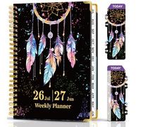 Monthly & Weekly Planner A5 from Jul 2026 - Jun 2027, Daily Planner with Spiral Bound for School Office, 21.5 x 16 cm A5 Weekly Academic Diary with Pretty Bookmark