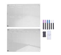 Monthly Weekly Planning Board Set Clear Acrylic Dry Erase Calendar Planner Schedule Organizer for Refrigerator Kitchen Office 15.7x11.8 Inches with 6 Pens Cleaning Tool
