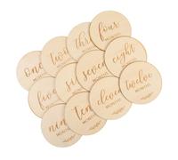 Monthly Wooden Baby Cards Beige Wood Growth Marker