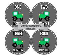 Months in Motion Monthly Stickers for Boy - Monthly Milestone Sticker - 12 Monthly Milestone Stickers - Baby Month Stickers for Infant First Year - Belly Stickers - Tractor Farm