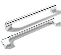 monti hardware | 5 Pack Polished Chrome 6.3 Inch Hole Center | Solid Metal Cabinet Handles Bathroom Home Decor Drawer Pulls | Stainless Metal Kitchen Cabinet Handles | Etna Collection