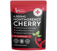 Montmorency Cherry Capsules 6000mg 60 Vegan Friendly Tart Cherry Supplement- High Strength Pure Freeze Dried - UK Manufactured to GMP Standards