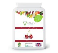 Montmorency Cherry Capsules 750mg | 90 Vegan Capsules | High Strength Prunus Cerasus Extract | Antioxidant & Recovery Support | Joint & Sleep Comfort | UK Made | GMP Certified | vGain Pure