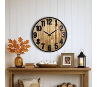 Montoire Modern Rustic Wood Farmhouse Wall Clock, 24 Inch - Giant Oversized Vintage Decorative Clocks for Walls and Large Bold Living Room Decor