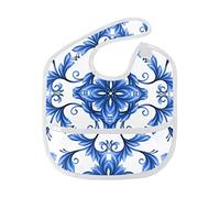 MONTOJ Abstract Floral Seamless Pattern Blue White Gzhel Baby Girl Drool Bibs for Drooling and Teething Baby Boy Teething Bibs for 6-24 Months