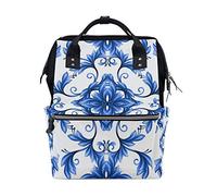 MONTOJ Abstract Floral Seamless Pattern Blue White Gzhel canvas Travel bag Campus Backpack