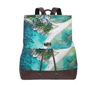 MONTOJ Amazing Seaside Small Town leather Travel bag Campus Backpack