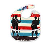 MONTOJ American Soldier with Flag Baby Boy Baby Girl Teething Bibs Feeder Bib for 6-24 Months Waterproof, Washable
