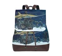 MONTOJ Aquarium Small Shark leather Travel bag Campus Backpack