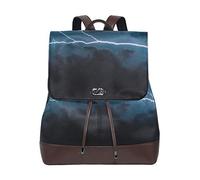 MONTOJ Astonishing Lightning Dark Night leather Travel bag Campus Backpack